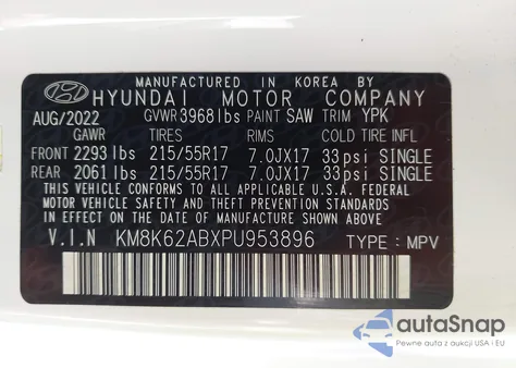 2023 Hyundai Kona Sel from USA, damaged, VIN KM8K62ABXPU953896